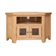 Melbourne Natural Oak 105cm 2 Door Compact Corner Glazed TV Unit thumbnail 3