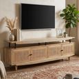 Larissa Rattan and Mango Wood 180cm 4 Door Medium TV Unit thumbnail