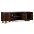 Vardia White Marble Top and Fluted Walnut Mango Wood 160cm 3 Door Medium Curved TV Unit thumbnail 3