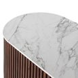 Vardia White Marble Top and Fluted Walnut Mango Wood 160cm 3 Door Medium Curved TV Unit thumbnail 4