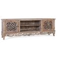 Lirax Distressed White Washed Carved Teak Wood 190cm 2 Door Medium TV Unit thumbnail 2