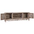 Lirax Distressed White Washed Carved Teak Wood 190cm 2 Door Medium TV Unit thumbnail 3