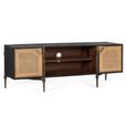 Avenue Black and Natural Rattan and Mango Wood 150cm 2 Door Medium TV Unit  thumbnail 2