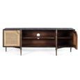 Avenue Black and Natural Rattan and Mango Wood 150cm 2 Door Medium TV Unit  thumbnail 3