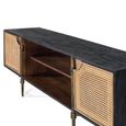 Avenue Black and Natural Rattan and Mango Wood 150cm 2 Door Medium TV Unit  thumbnail 4
