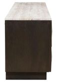 Claremont Dark Wood Extra Large Geometric TV Unit with Travertine Top