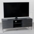 Clearance - Wave Mango Wood TV Unit, Charcoal Grey Ripple Pattern 130cm Wide, Stand Upto 50in Plasma - 2 Door with 3 Shelf