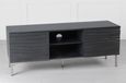 Clearance - Wave Mango Wood TV Unit, Charcoal Grey Ripple Pattern 130cm Wide, Stand Upto 50in Plasma - 2 Door with 3 Shelf