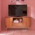 Curved Fluted TV Unit - 2 Door - 1 Drawer - 120cm - Medium - Natural Pine Wood