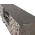Edith Storage TV Unit - Grey Carved Mango Wood