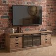 Mia TV Unit - 2 Sliding Door - 4 Drawer - 160cm - Medium - Natural Wood and Glass