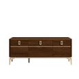 Modern Eva TV Unit - 140cm - Walnut with Gold Trim