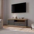 Pontypool TV Unit - 1 Door - 1 Drawer - 149.5cm - Dark Grey and Light Oak