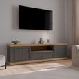 Pontypool TV Unit - 2 Door - 1 Drawer - 199.2cm - Wide - Dark Grey and Light Oak