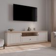Pontypool TV Unit - 2 Door - 1 Drawer - 199.2cm - Wide - White and Riva Oak