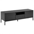 Seaford TV Unit - 2 Drawer - Storage - Black Melamine and Metal