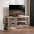 TV Unit - 120cm - Storage - Medium - 2 Rattan Basket - Grey Wood