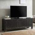 TV Unit - 5 Door - 224cm - Large - Black - Distressed Wood