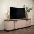 Willox Curved TV Cabinet - 4 Door - 190cm - Beige and Brown - Oak