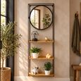 Brown Fir Wood and Metal Round Wall Unit thumbnail
