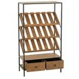 Bar Cabinet - 2 Drawer - Medium - Natural Wood and Black Metal