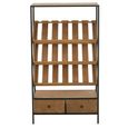 Bar Cabinet - 2 Drawer - Medium - Natural Wood and Black Metal