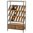 Bar Cabinet - 2 Drawer - Medium - Natural Wood and Black Metal