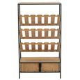 Bar Cabinet - 2 Drawer - Medium - Natural Wood and Black Metal