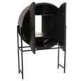 Shanil Bar Cabinet - 2 Door - Sunburst Desgin - Black - Recycled Sleeper Wood and Metal