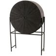Shanil Bar Cabinet - 2 Door - Sunburst Desgin - Black - Recycled Sleeper Wood and Metal