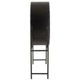 Shanil Bar Cabinet - 2 Door - Sunburst Desgin - Black - Recycled Sleeper Wood and Metal