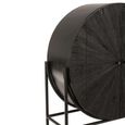 Shanil Bar Cabinet - 2 Door - Sunburst Desgin - Black - Recycled Sleeper Wood and Metal