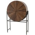 Shanil Bar Cabinet - 2 Door - Sunburst Desgin - Brown and Black - Recycled Sleeper Wood and Metal