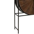Shanil Bar Cabinet - 2 Door - Sunburst Desgin - Brown and Black - Recycled Sleeper Wood and Metal