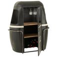 Cable Car Bar Cabinet - 1 Door - Black and White - Mango Wood and Metal
