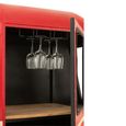 Cable Car Bar Cabinet - 1 Door - Red and White - Mango Wood and Metal