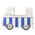 Van Bar Cabinet - 1 Drawer - Blue and White - Striped - Metal