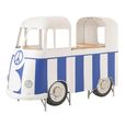 Van Bar Cabinet - 1 Drawer - Blue and White - Striped - Metal