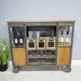 Cabinet - Fir Wood and Metal - Wide - on Wheels
