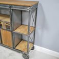 Cabinet - Fir Wood and Metal - Wide - on Wheels