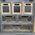 Cabinet - Fir Wood and Metal - Wide - on Wheels