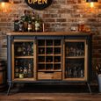 Fir Wood and Metal 2 Door 1 Drawer Wine Cabinet thumbnail