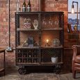 Black and Metal Fir Wood on Wheels Bar Cabinet thumbnail