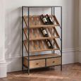 Bar Cabinet - 2 Drawer - Medium - Natural Wood and Black Metal