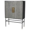 Delaney Bar Cabinet - Black and White Bone Inlay - 2 Door