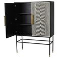 Delaney Bar Cabinet - Black and White Bone Inlay - 2 Door
