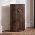 Reyi Curved Fluted Bar Cabinet - 2 Door 1 Drawer - Dark Brown - Mango Wood