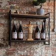 Wall Natural and Black Mango Wood and Metal Wine Rack thumbnail