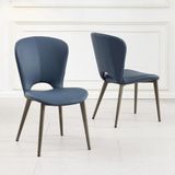 Blue Leather Dining Chairs