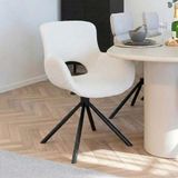 White Boucle Dining Chairs